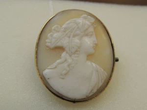 Broche ancienne or 18 carats et camée -tête de femme- - Picture 1 of 3