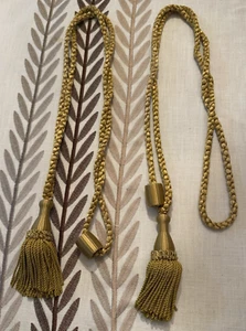 TIE BACKS GOLD VINTAGE SATIN-FEEL 41" LONG X 2 (2 TASSLES LOT) - Picture 1 of 10