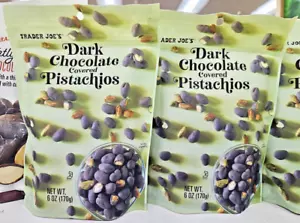 Trader Joe’s Dark Chocolate Covered Pistachios 6oz 170g (2 Bags) - Picture 1 of 2