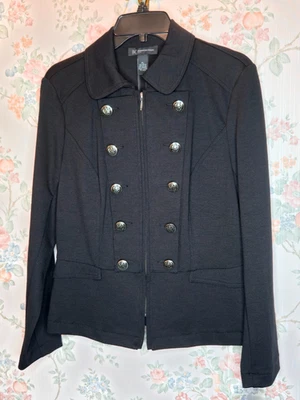 Chaqueta INC Petite Grande PL Militar Peplum NEGRA Profunda Tejida Elástica NUEVA PRECIO DE VENTA SUGERIDO POR EL FABRICANTE $99 Foto 1 de 4