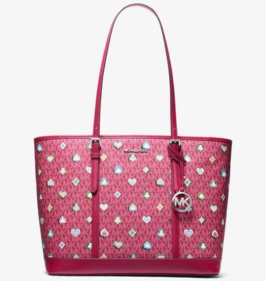 Michael Kors Jet Set Large Raspberry Pink Tote Bag Logo Purse 35F5STVT3U NWT - Image 1 of 4