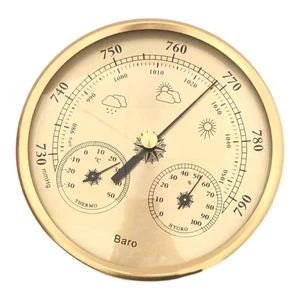 Gold Color 130mm Barometer Thermometer Hygrometer for Weather Monitoring - Picture 1 of 8