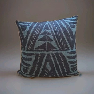 HTF Wendy Jane Katha Indoor Throw Pillow Wool Gabby Abstract Blue 18x18 - Image 1 of 3