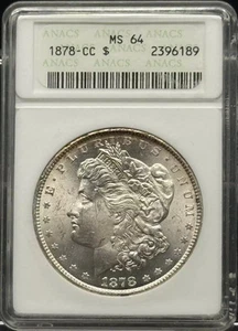 1878 CC Morgan Silver Dollar ANACS MS-64 - Picture 1 of 2