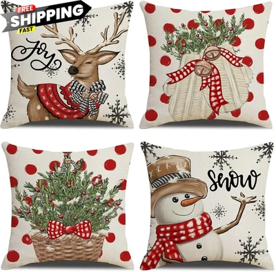 Juego de 4 Fundas de Almohada Decorativas Navidad 20 x 20 (Pack 4), Rojo  Foto 1 de 4