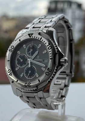 FESTINA 1612B MEN WATCH GREY DIAL VERY BEAUTIFUL WORKING QUARTZ 40mmA - Image 1 of 4