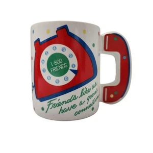 Vintage 80’s Avon 1-800 Friends White Red Blue Rotary Phone Graphics Coffee Mug - Picture 1 of 8