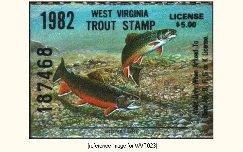 Estampilla de trucha Halfpricefish West Virginia 1982 $5,00 Foto 1 de 1