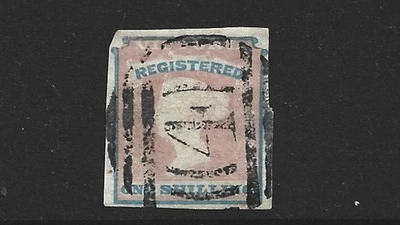 VICTORIA 1854 IMPERF 1/- REGISTRO. Numeral Pmk usado Foto 1 de 2