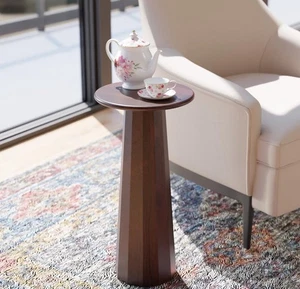 Enteka Solid Mango Wood End Table – 24" Tall Accent Side Table with Walnut Fi... - Picture 1 of 5