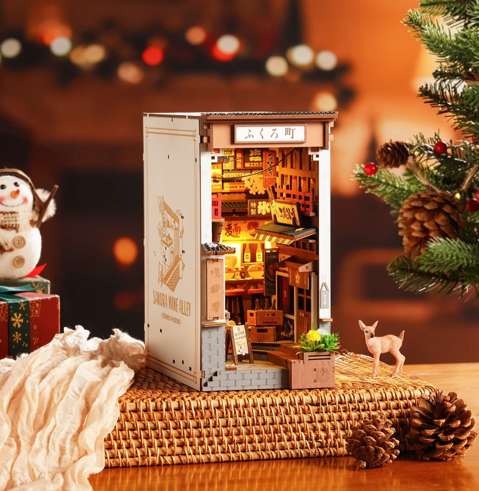 Rolife DIY Book Nook Sakura Wine Alley Wooden Bookshelf Miniatures Kit Xmas Gift - image 1 of 4