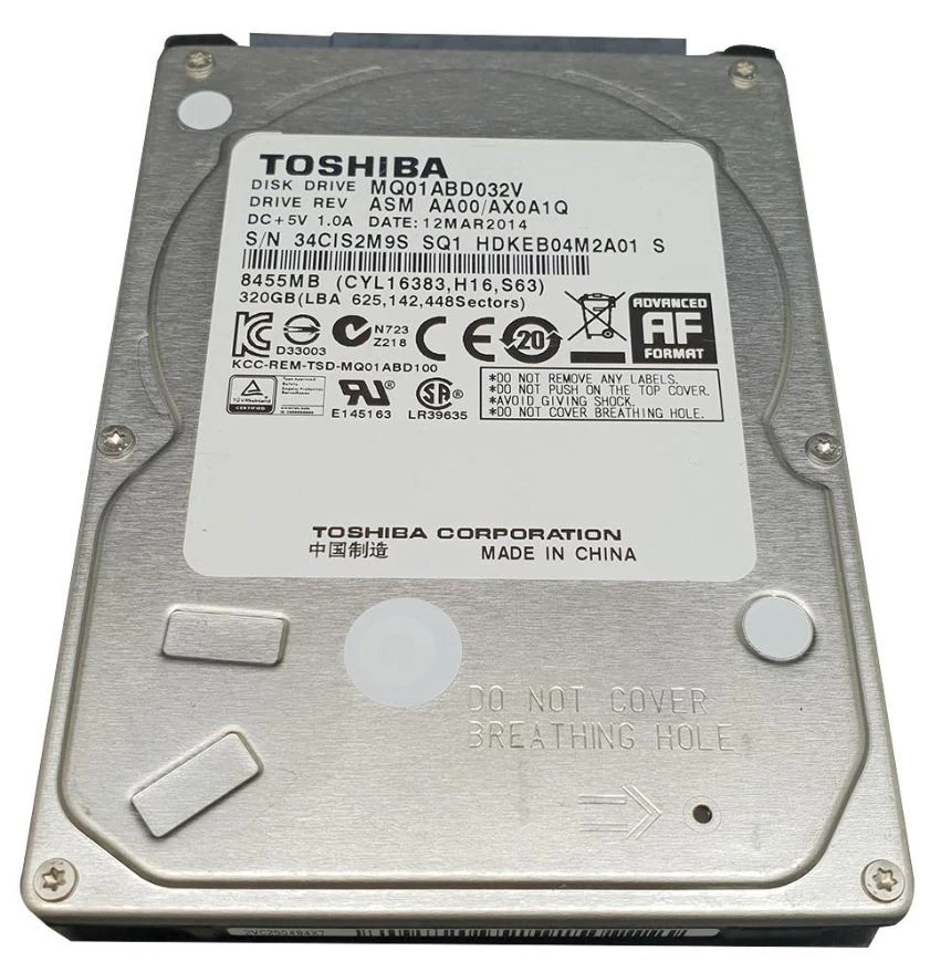 TOSHIBA - Recertified 2.5" Internal Hard Drive SATA, 320GB - Image 1 of 1