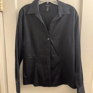 Banana Republic Shirt Women's XL* Black Button Up Long Sleeve Collared Fitted - Picture 1 of 7