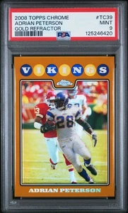 Adrian Peterson 2008 Topps Chrome Gold Refractor #/199 PSA 9 MINT #TC39 Vikings - Bild 1 von 2