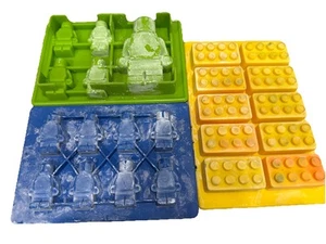 Lego Theme Silicone Mold Set of 3-used For Crayon Molds - Yellow, Green & Blue - Picture 1 of 4