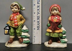 2x Vintage 5" Tall Christmas Carolers Boy And Girl Figures Christmas Decor - Picture 1 of 18