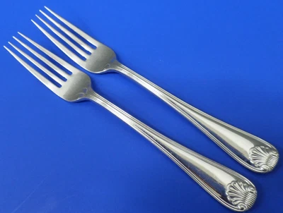 2 - Gorham SHELL Glossy Outline 18/8 Stainless Japan Flatware DINNER FORKS - Image 1 of 4