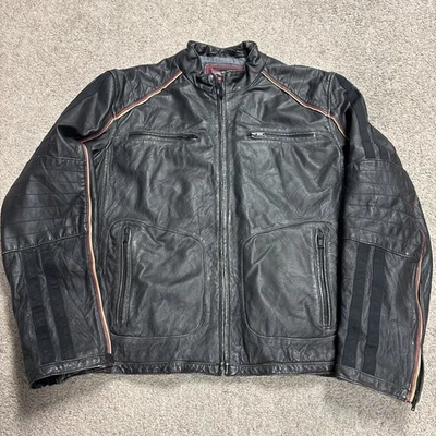 Vintage Wilsons Street Legal Leather Motorcycle Jacket Mens XXL Moto Striped - Image 1 of 4