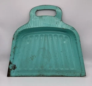 RARO vecchio pattumiera vintage metà secolo metallo turchese manico unico - Foto 1 di 9
