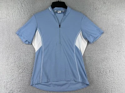 SUGOi Cycling Jersey Womens Medium Blue White 1/2 Zip Short Sleeve Pockets - Image 1 of 4