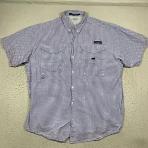 Columbia PFG Super Bonehead Shirt Mens Large Purple Button Down Short Sleeve - Picture 1 of 9