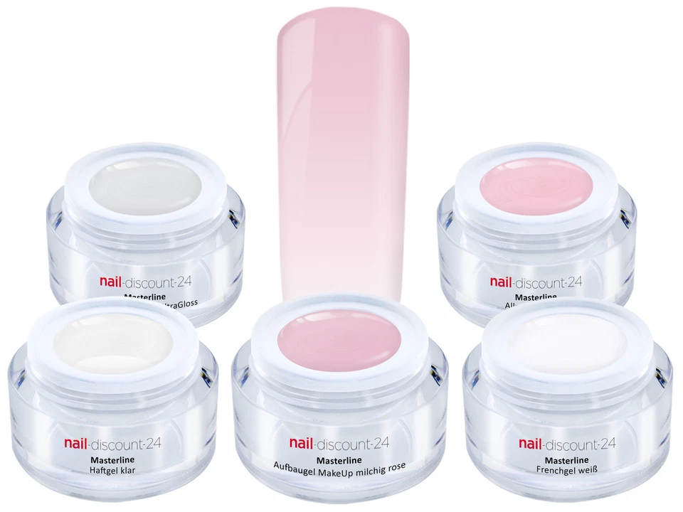 PREMIUM BabyBoomer 5x Farb Gel SET ROSE UV LED GEL Nail French Nagel Aufbau Haft - Bild 1 von 3