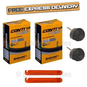 2x Continental TOUR 700c Inner Tubes Schrader Car Valve + BALDYS TYRE LEVERS - Picture 1 of 10