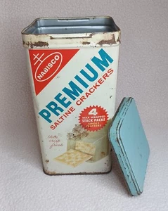 Vintage Saltine Crackers Tin Can Nabisco Galletas Premium Net Wt. 14 Oz. Metal - Picture 1 of 17