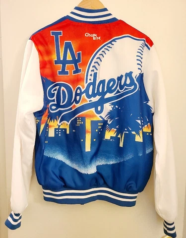 Vtg 90s Los Angeles Dodgers Chalk Line Fanimation Jacket M Made In USA Satin MLB Cover