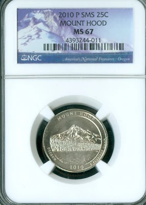 2010 P MOUNT HOOD PARKS QUARTER  NGC MS67 SMS . - Image 1 of 2