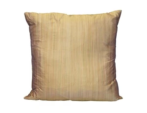 Vintage Gold Striped Silk Down Filled Accent Lumbar Throw Pillow 18" - Picture 1 of 8