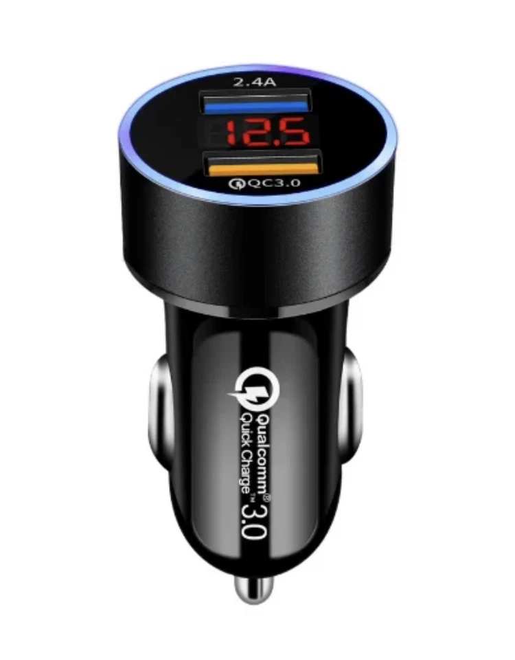 Premium Doble Puerto USB Coche Encendedor Enchufe LED Voltímetro 12V Coche Camión Foto 1 de 1