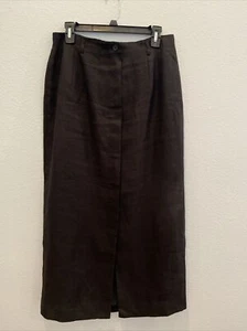 Falda lápiz para mujer TALBOTS IR de lino con botones delanteros negra sólida 12 - Imagen 1 de 6