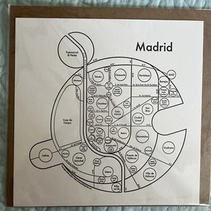Rahmenbare handgedruckte Kartendrucke 8x8 Madrid NEU - Bild 1 von 4