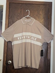 IMPRESIONANTE CAMISA POLO KENNETH COLE 2 BOTONES BLANCO CAMELPURO CLR ESTILO SS 4XL NUEVA CON ETIQUETAS - Imagen 1 de 16