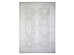 Rare 9'9"x14' Battleship Gray, Angora Pile White Wash Oushak with Faded Design - Picture 1 of 9