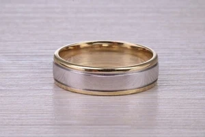 6 mm Wide Two Tone 9ct White and Yellow Gold Wedding Band - Picture 1 of 4
