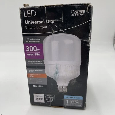 FEIT 300W Equivalent High Lumen Daylight 5000K HID Utility LED Light Bulb Shop - Image 1 of 4