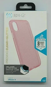 Speck Presidio Clear + Glitter Crystals Case For iPhone X / Xs - Bella Pink  - Picture 1 of 2