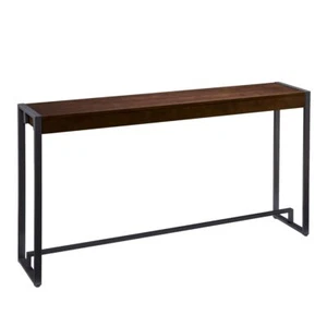 54 Dark Brown and Gunmetal Sled Console Table - Picture 1 of 1