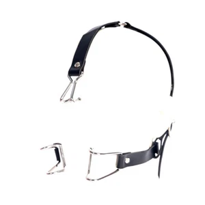 PU Leather belt open mouth gag metal hook nose hooks Bondage Restraints - Picture 1 of 5