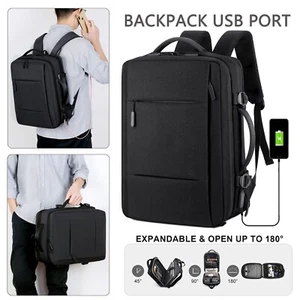 Laptop Backpack, Business Travel Notebook Backpack with USB Charging Port Black - Picture 1 of 19
