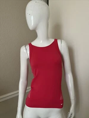 NIKE FIT DRY Coral Pink SEAMLESS Poly Knit Racerback Tank Top w/ Inner Bra S/M - Image 1 of 4