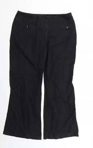 hoxton chic Womens Black Linen Blend Trousers Size 14 L27 in - Picture 1 of 12