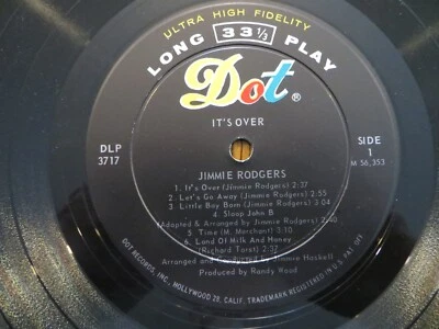 Jimmie Rodgers – It's Over - 1966 - Vinyl LP VG RECORD ONLY - NO COVER - Image 1 of 3