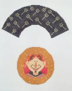 Needle Deeva needlepoint HP canvas 3D DEVIL CUPCAKE Halloween blivet 3.5"dia 18m - Picture 1 of 4