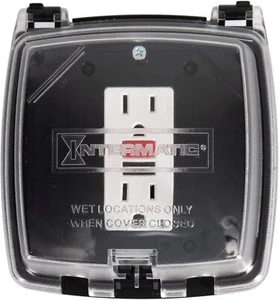 Weatherproof Plastic Receptacle Cover for Two-Gang 4" Box Outdoor Use - Picture 1 of 4