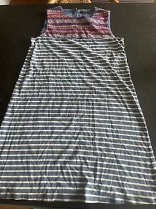 Vestido THML Bordado a Rayas Sin Mangas Azul Marino Multicolor Mujer Talla Pequeña - Imagen 1 de 5