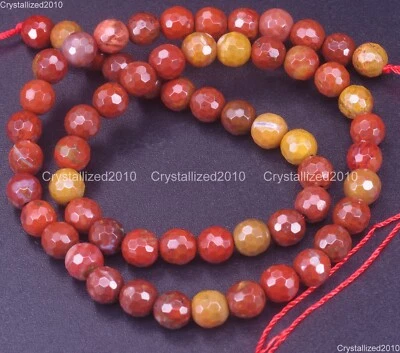 Cuentas redondas facetadas de piedras preciosas de ágata roja sangre de lucha natural 4 mm 6 mm 8 mm 15,5" Foto 1 de 4