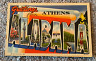 Vintage Greetings From Athens Alabama Linen Big Letter Postcard Free Ship O
